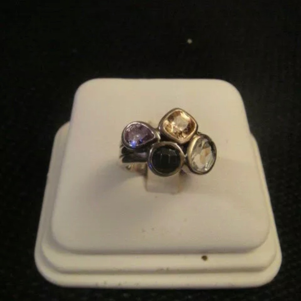 Silpada B 2206 Sterling Silver CZ Hematite Quartz  Ring Size 8